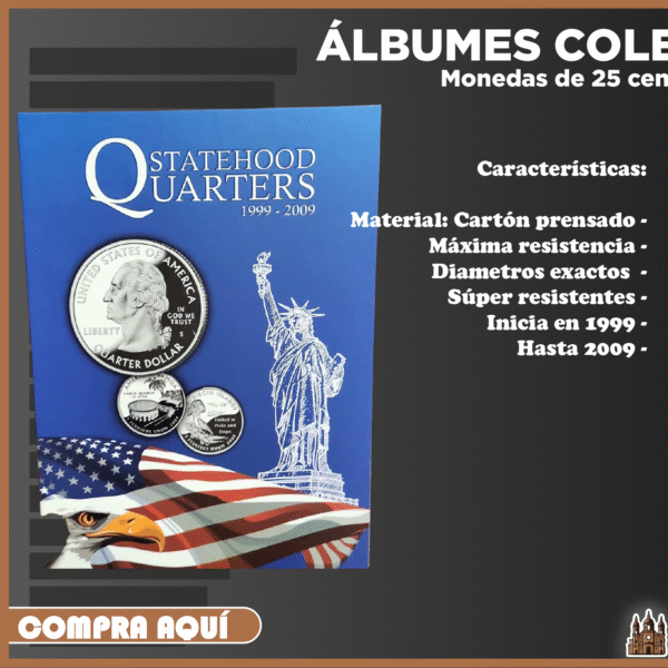 Álbum coleccionador para monedas de 25 centavos de EEUU – ESTADOS (1999–2009) - Imagen 5