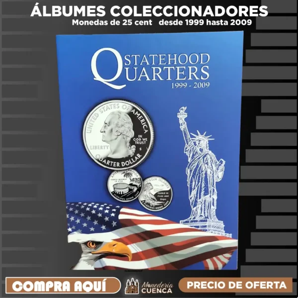 Álbum coleccionador para monedas de 25 centavos de EEUU