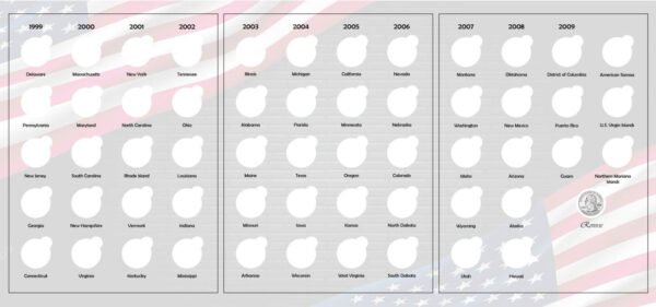 Álbum coleccionador para monedas de 25 centavos INTERIOR