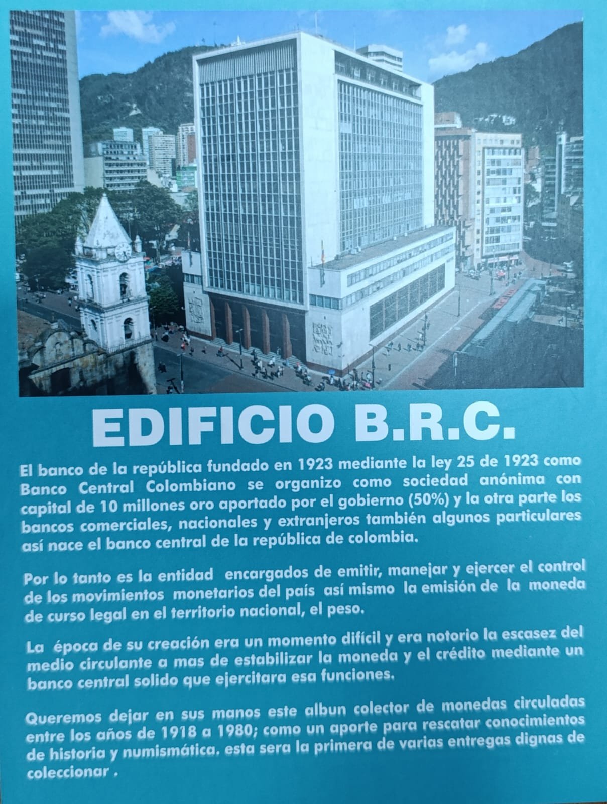 Álbum Monedas de Colombia 1918 a 1980 Monederia Cuenca - Fontal Interno