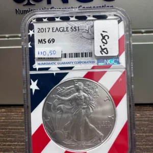 Moneda de Plata 1 Dólar 2017 American Eagle NGC MS 69 1