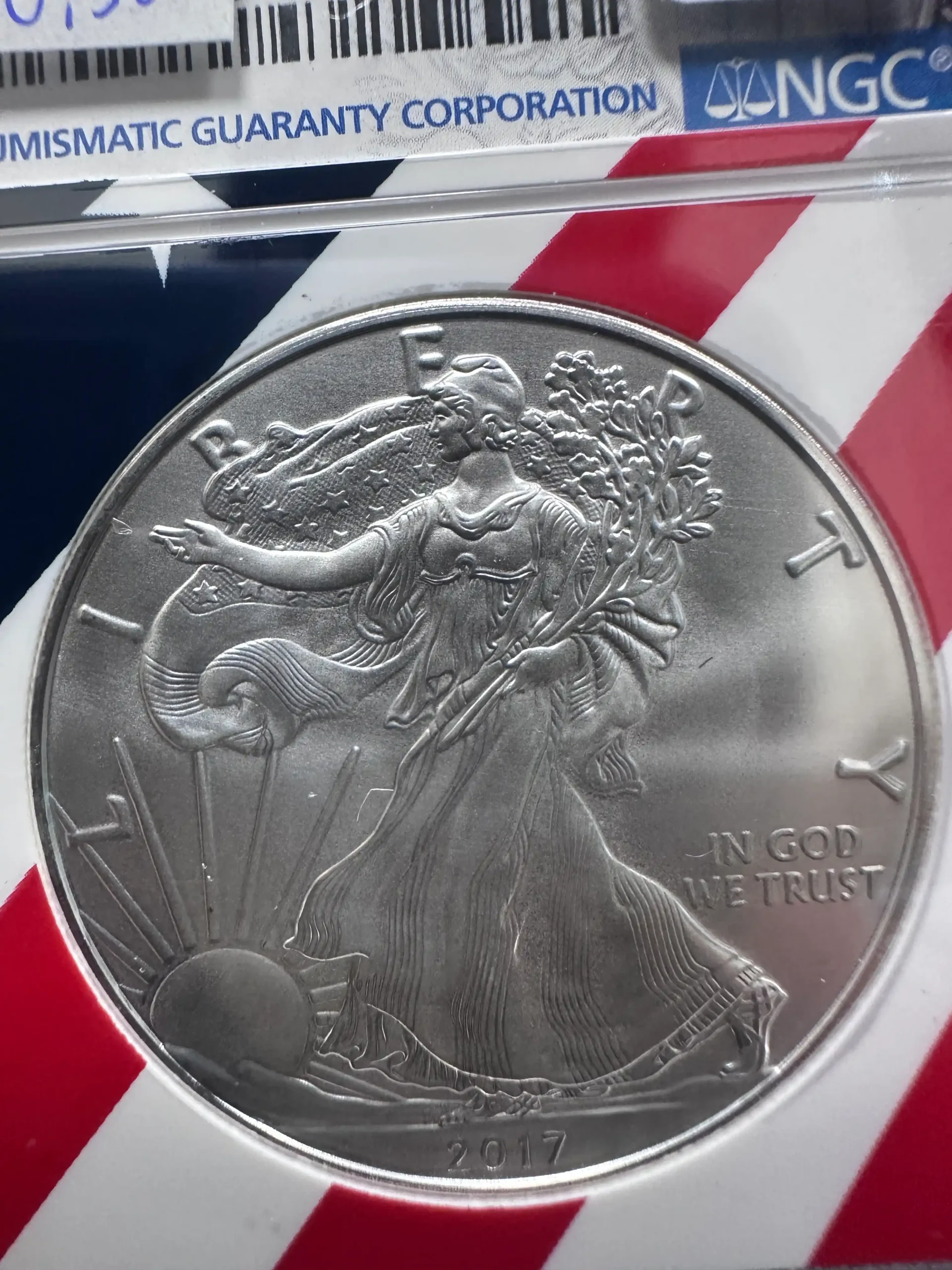 Moneda de Plata 1 Dólar 2017 American Eagle NGC MS 69 3