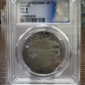 8 Reales Colombia 1840 RS Bogotá | Plata | Certificada SRN VG 8
